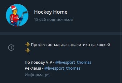 Каппер Hockey Home — Телеграм канал