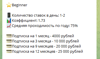 Подписка Beginner каппера Интериум