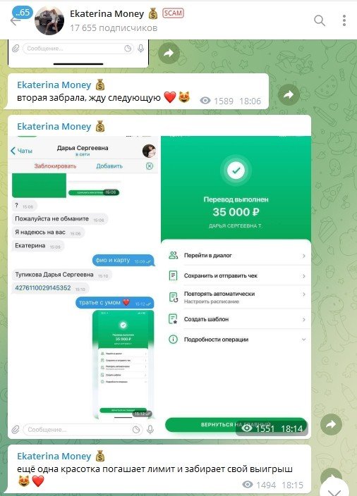 Перевод денег от Ekaterina Money