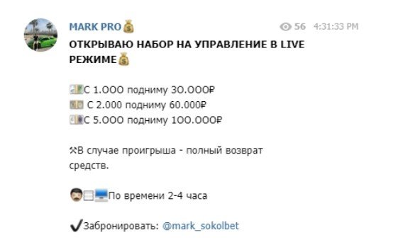 Раскрутка счета MARK PRO