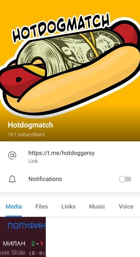 Телеграмм канал каппера Hot dog match