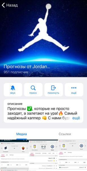 Телеграмм канал Прогнозы от Jordan