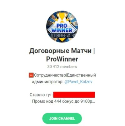 Договорные матчи ProWinner телеграмм