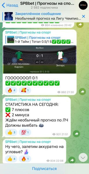 SPBBET телеграмм отчеты