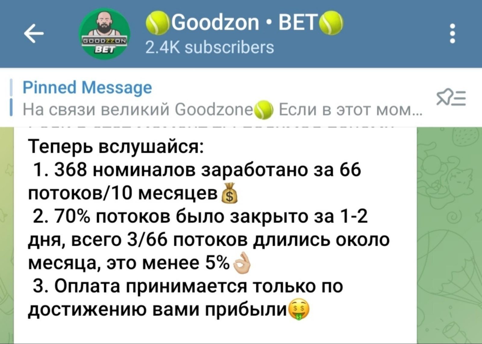 Goodzon Bet телеграм пост